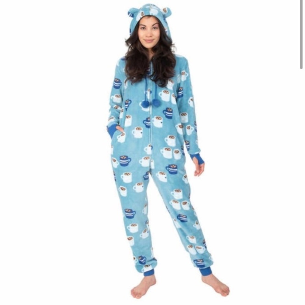 🔥 FLASH SALE 🔥 NWT Munki Munki Coffee Cup Hot Cocoa Hooded Onesie Toggle pulls